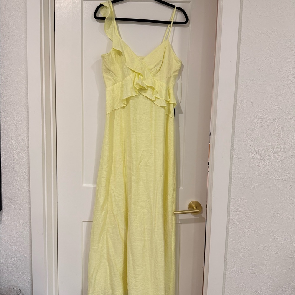Express Light Yellow Ruffle Maxi Dress